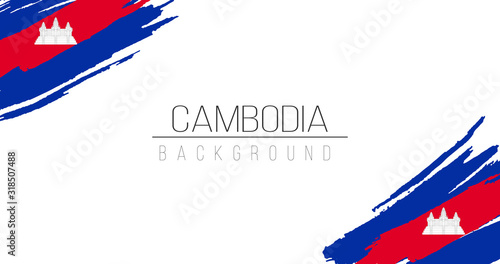 Cambodia flag brush style background with stripes. Stock vector illustration isolated on white background.