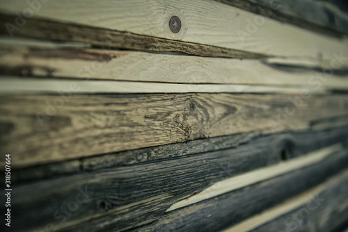 The surface of wooden boards. Selective focus.