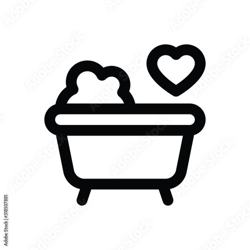valentine day related love and romance bathtub with heart vector in lineal style