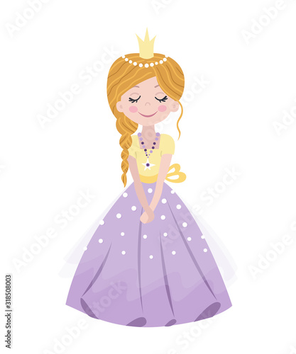 Cute isolated princess on a white background.