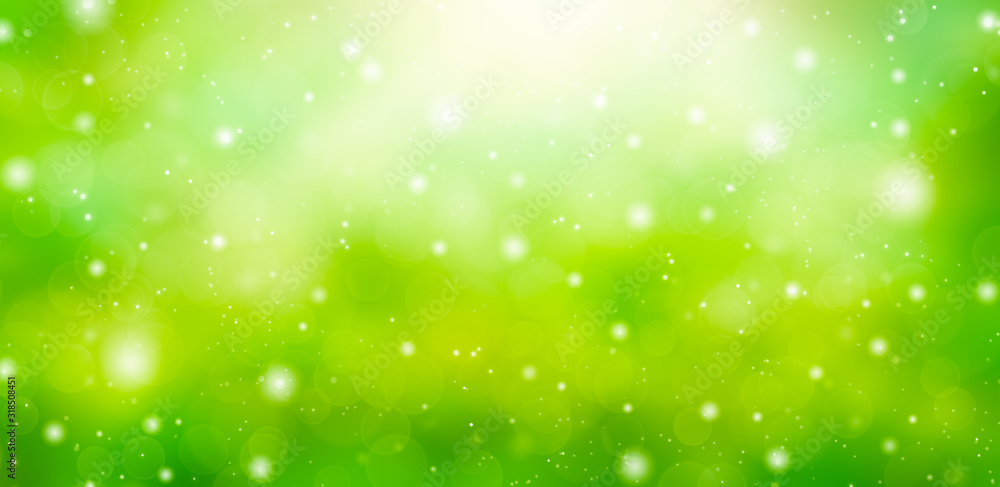 Spring nature background with green blurred bokeh lights. Spring nature background with green blurred bokeh lights.
