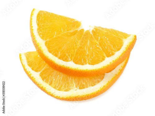 orange slice isolated on white background. top view. macro.