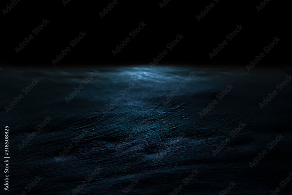 Fototapeta premium concrete floor surface or plaster wall background texture with rough black hole and dark blue light