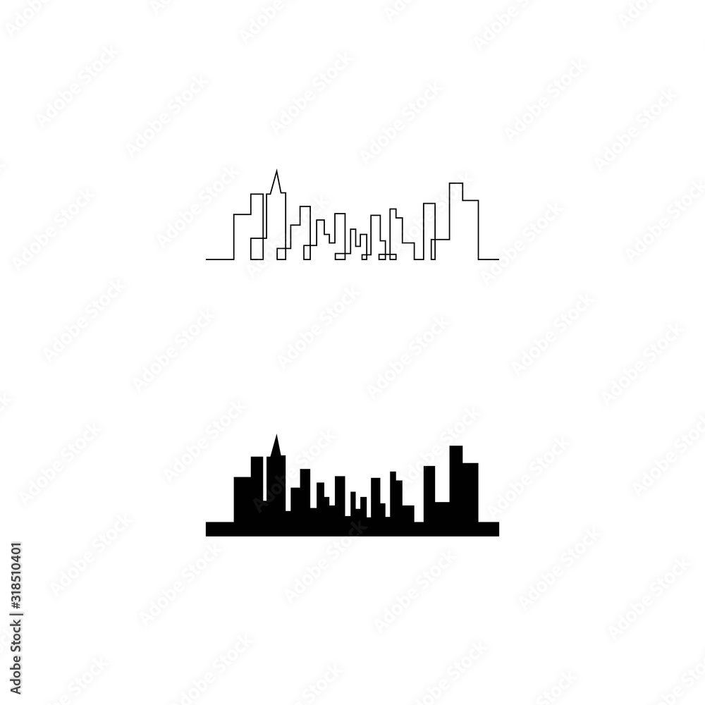 Naklejka premium city skyline vector silhouette