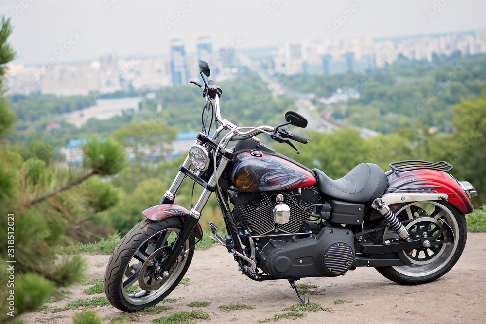 Motorcycle city background in the summer on the street. Motorcycle city background in the summer on the street.
