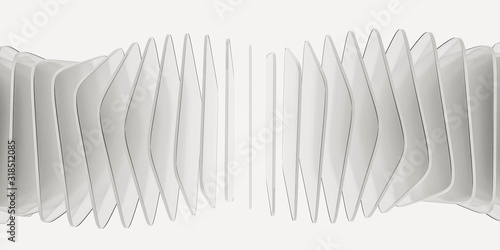 Fototapeta Naklejka Na Ścianę i Meble -  abstract white transparent glas squares forming a ring structure illustration 3d render illustration