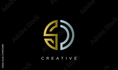 sd circle logo design vector icon photo