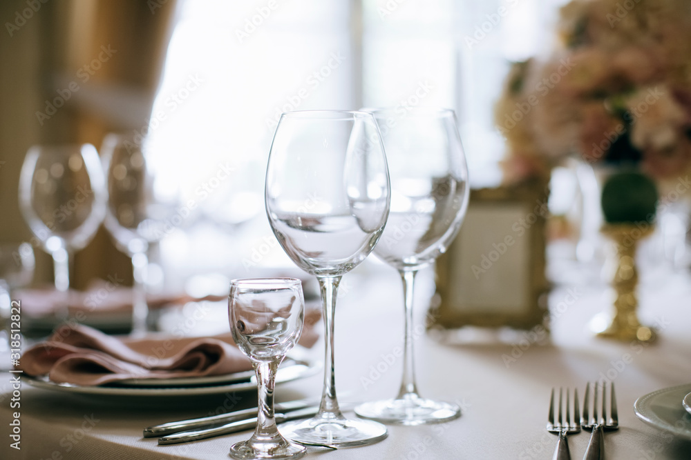 wine glasses on a table wine glasses on a table
