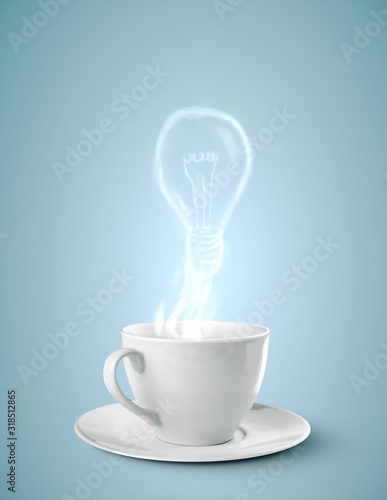 Cup of coffee vapor in form of lamp