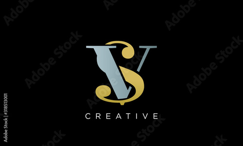 sv or vs logo design vector luxury icon