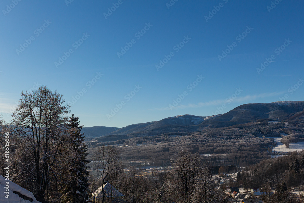 Winter mountains on a bright sunny day Winter mountains on a bright sunny day