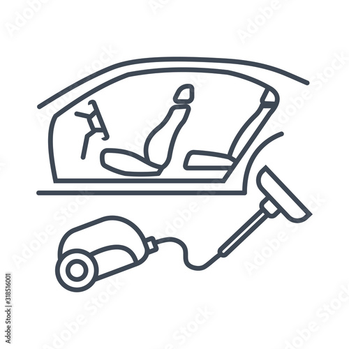 Thin line icon car service, maintenance, interior cleaning