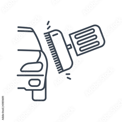 Thin line icon car service, auto body repair, sanding paint