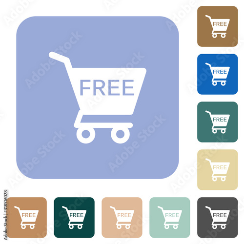 Free shopping cart rounded square flat icons