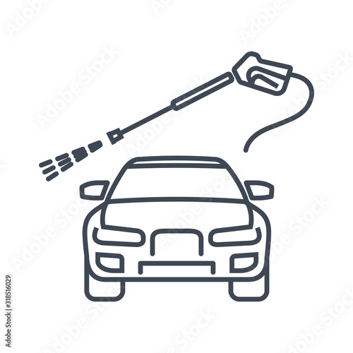 Thin line icon car repair service, maintenance, manual car wash