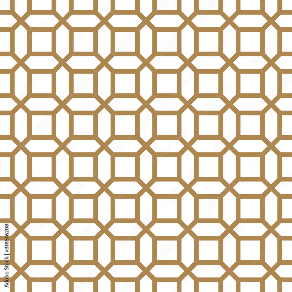 Seamless geometric pattern in golden and white.Japanese style Kumiko. Seamless geometric pattern in golden and white.Japanese style Kumiko.