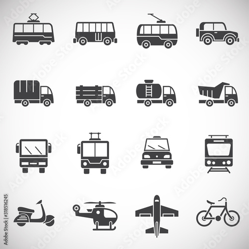 Transportation related icons set on background for graphic and web design. Creative illustration concept symbol for web or mobile app