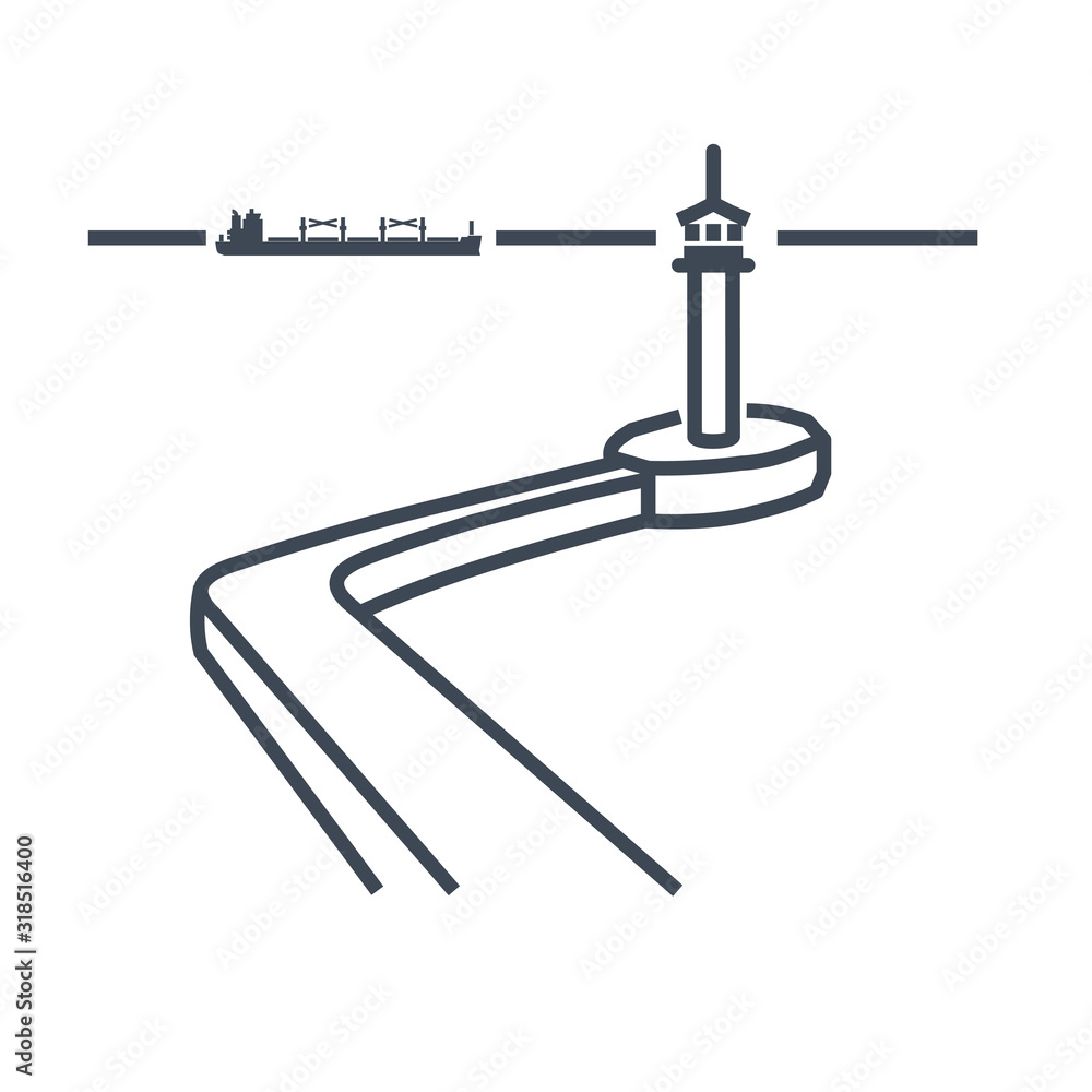 Thin line icon lighthouse, beacon, ship Thin line icon lighthouse, beacon, ship
