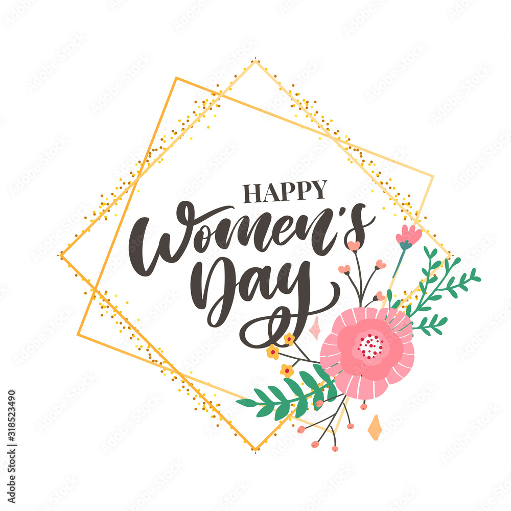 8 March International Women's Day design with handwritten lettering 8 March International Women's Day design with handwritten lettering