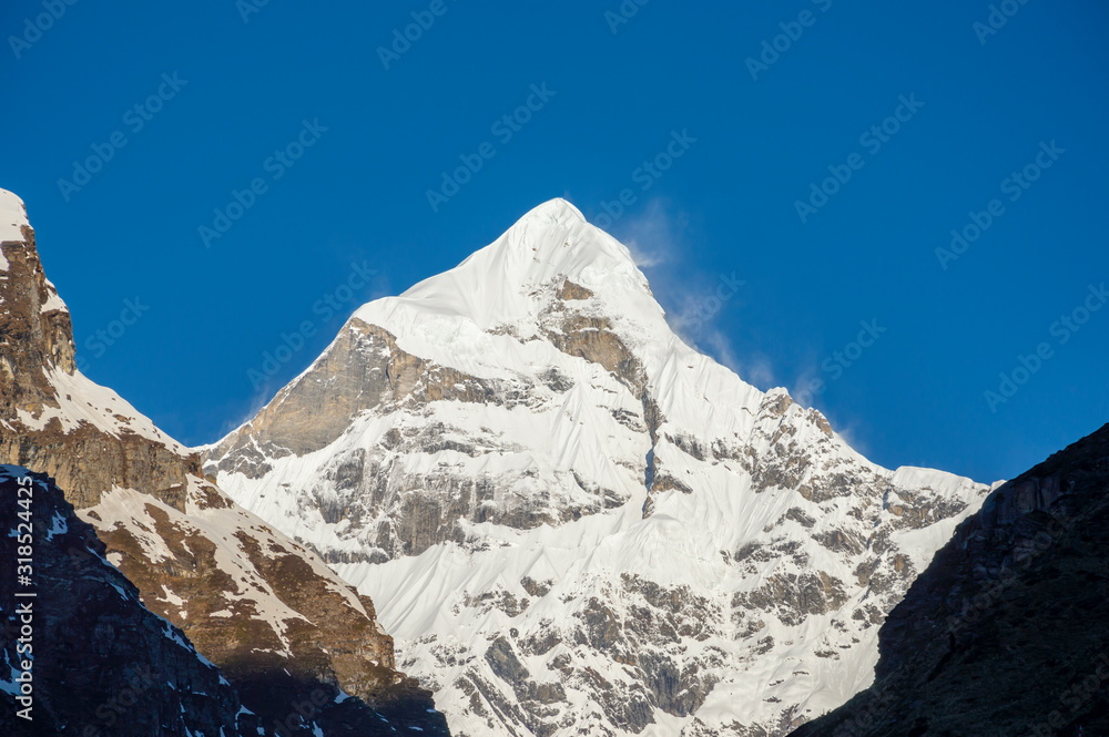 Neelkanth Peak visible from Badrinath Temple, Uttarakhand