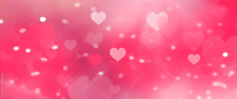 Abstract pastel background with heart glittering light bokeh concept for valentines day Love day Banners for websites Computer screen And beautiful design