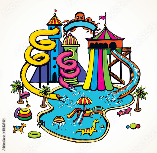 Aquapark. Vector drawing