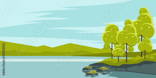 Summer landscape with lake