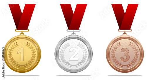 Vector award medal set.With gold medal, bronze medal and bronze medal. - Additional format EPS10 - Separate layers for easy editing