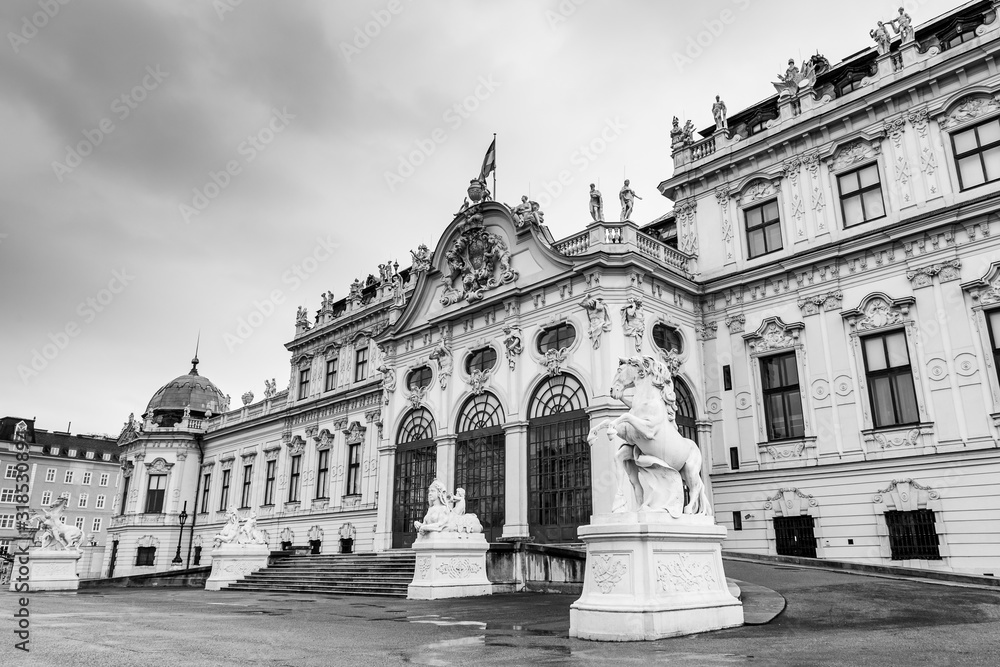 Belvedere Palace in monochrome
