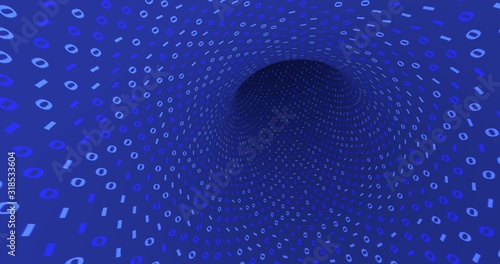 Neon Digital binary tunnel. background for network  big data  data center  digital event. 3D illustration