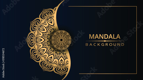 Luxury ornamental mandala design background with gold color