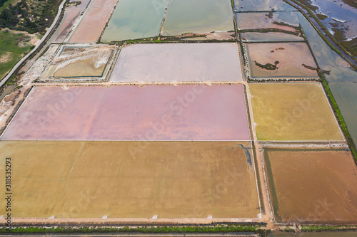 Salt evaporation ponds, salterns or salt works near the Colonia de Sant Jordi