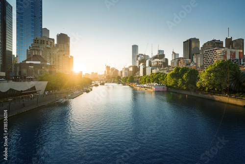 sunset  Yarra River  Melbourne  Victoria  Australia