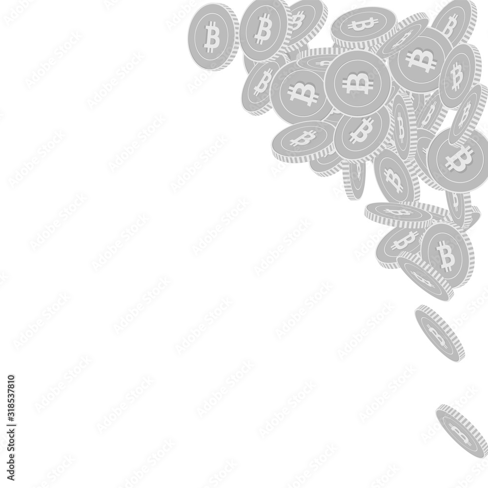 Bitcoin, internet currency coins falling. Scattere Bitcoin, internet currency coins falling. Scattere