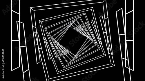 Geometric windows retro 3d illustration animation looping background