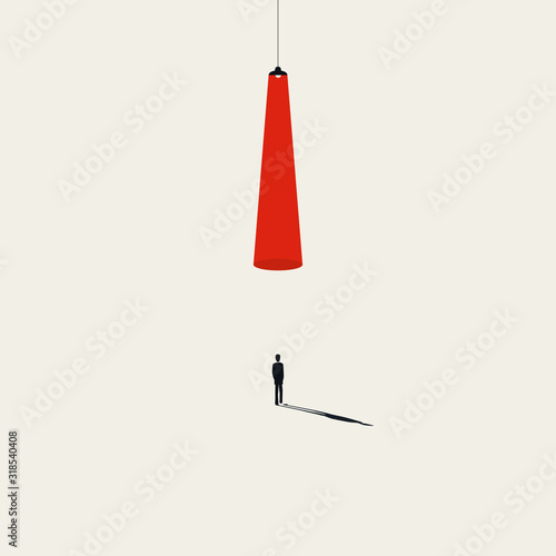 Business hiring concept with businessman walking to lamp spotlight. Talent searching, headhunting symbol.