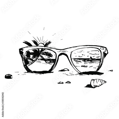 Beach. Scenery. Vector on a transparent background.