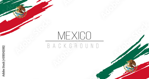 Mexico flag brush style background with stripes. Stock vector illustration isolated on white background.