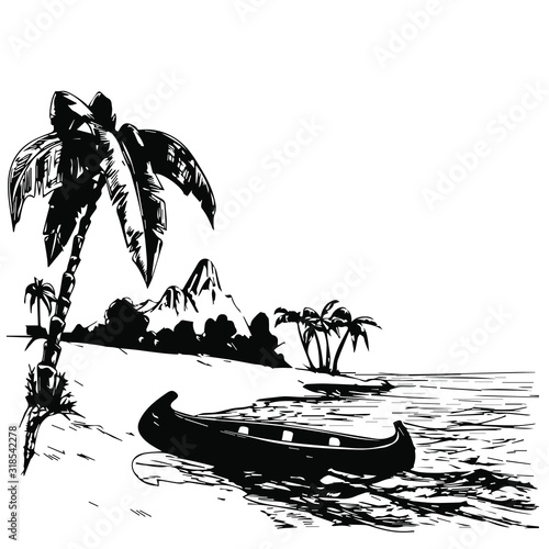 Beach. Scenery. Vector on a transparent background.