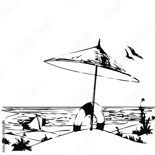 Beach. Scenery. Vector on a transparent background.