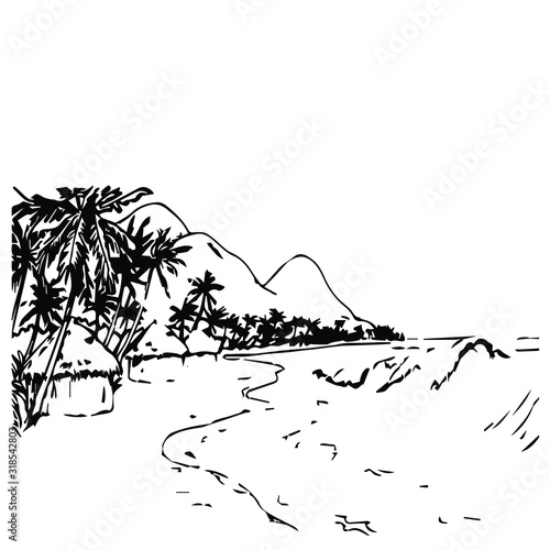 Beach. Scenery. Vector on a transparent background.