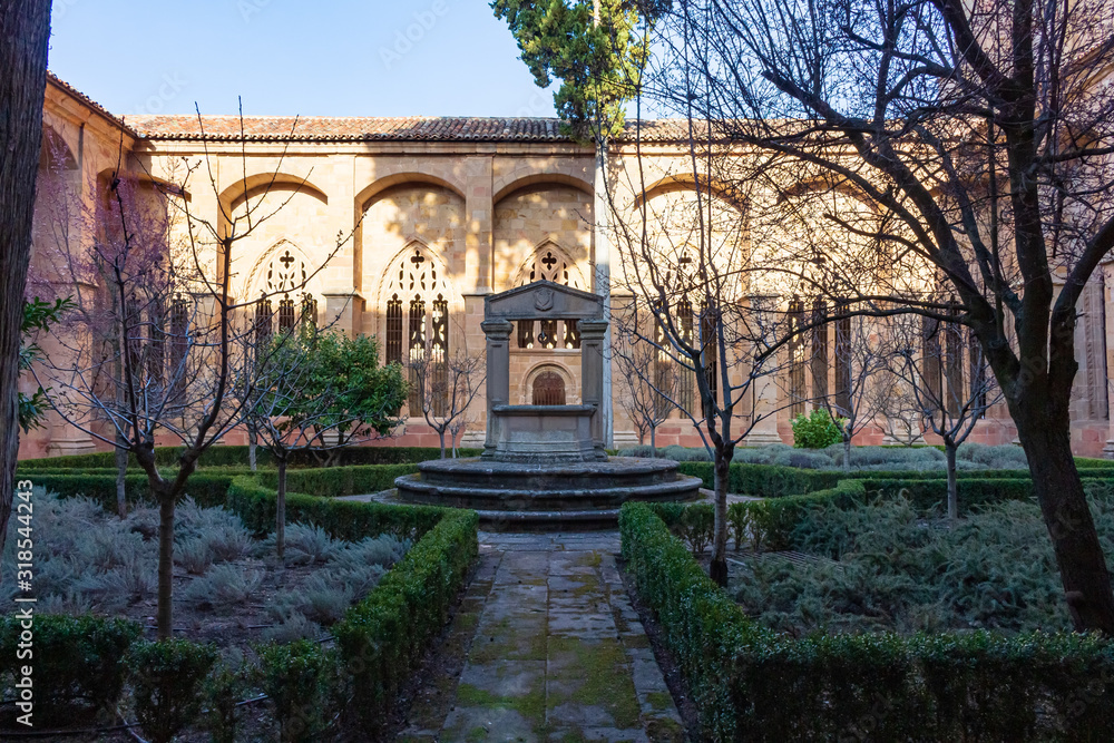 Fototapeta premium View of the courtyard of the cloister of the Cathedral of Siguenza, Aragon Spain