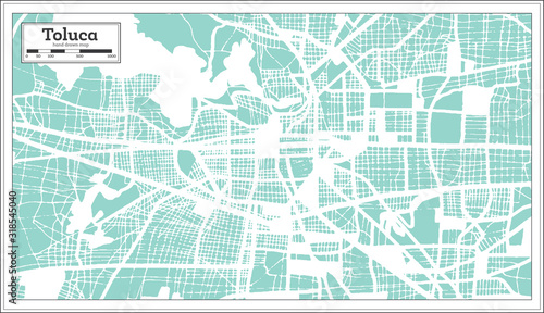Toluca Mexico City Map in Retro Style. Outline Map. photo