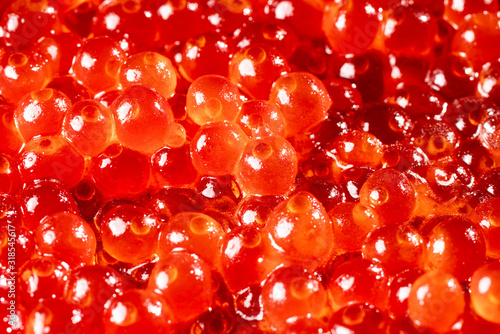 red caviar , macro shot , focus on a center