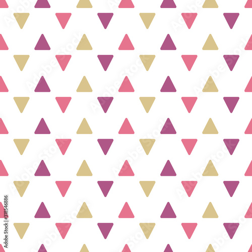 Abstract triangle geometric seamless pattern vector background. A hand drawn illustration with purple  pink and green colors on isolated white layer. For fabric  cloth  etc. Eps 10 vector  printable c