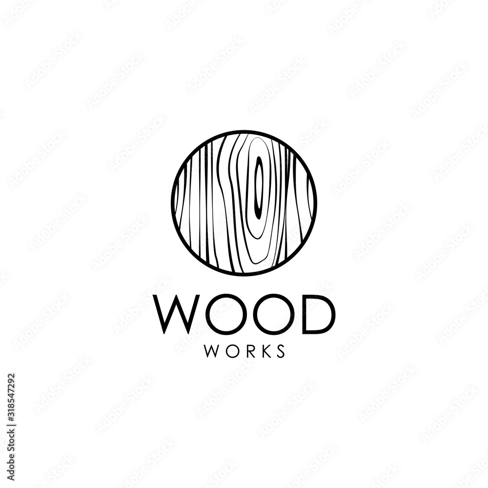 Naklejka premium Wood logo vector with wood pattern on circle shape