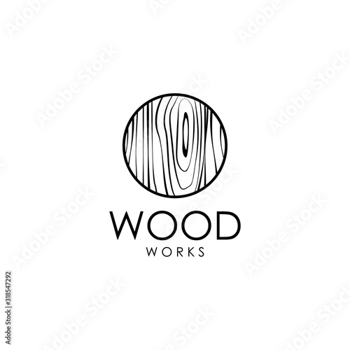 Wood logo vector with wood pattern on circle shape