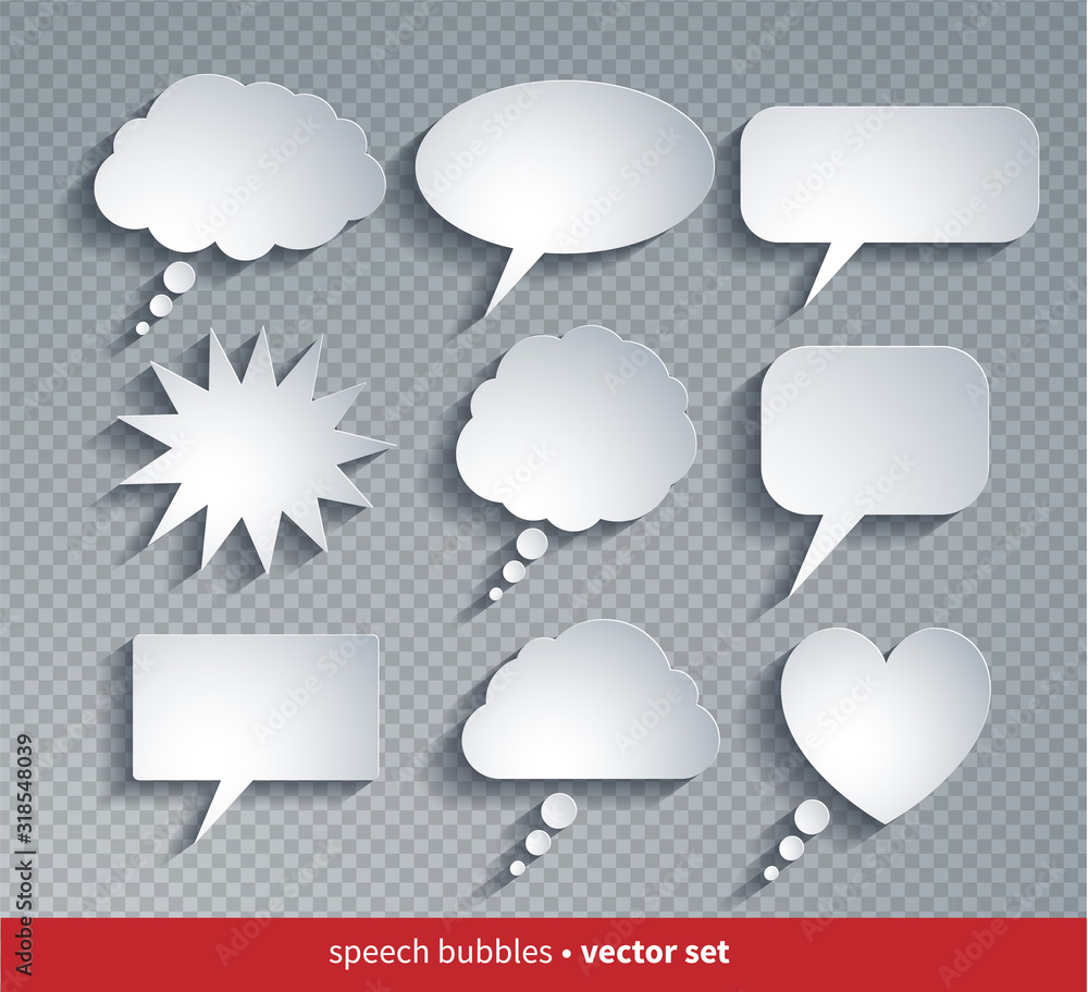 Paper cut style speech bubbles