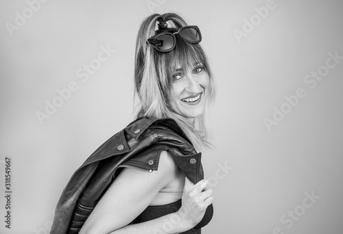 Pretty blond hair woman posing