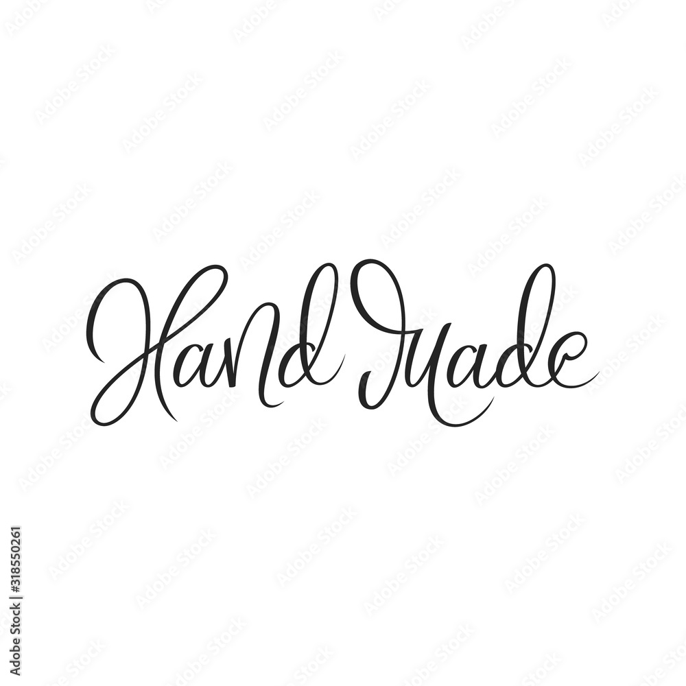 Hand made handwritten calligraphy. Textile, clothes print. Wrapping paper, tag, packaging design idea for handmade presents, gifts. Funny romantic slogan. Black and white vector illustration